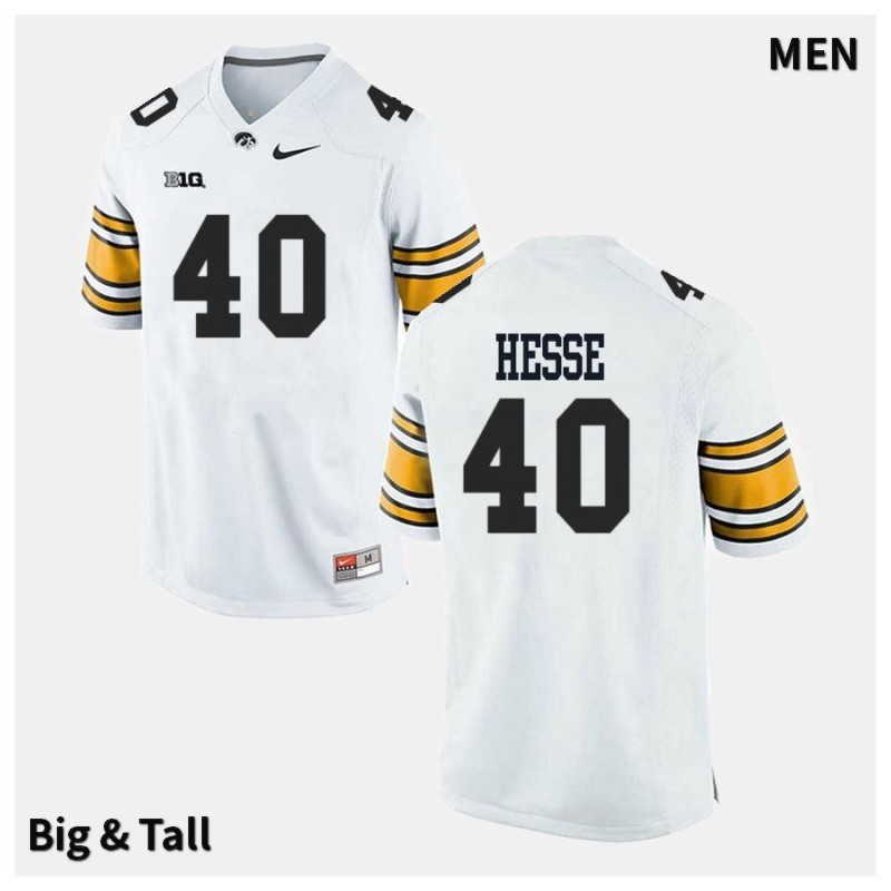 Men's Iowa Hawkeyes NCAA #40 Parker Hesse White Authentic Nike Big & Tall Alumni Stitched College Football Jersey VX34I55OP